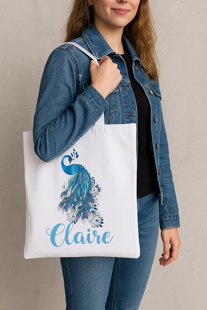 Custom Peacock Tote Bag