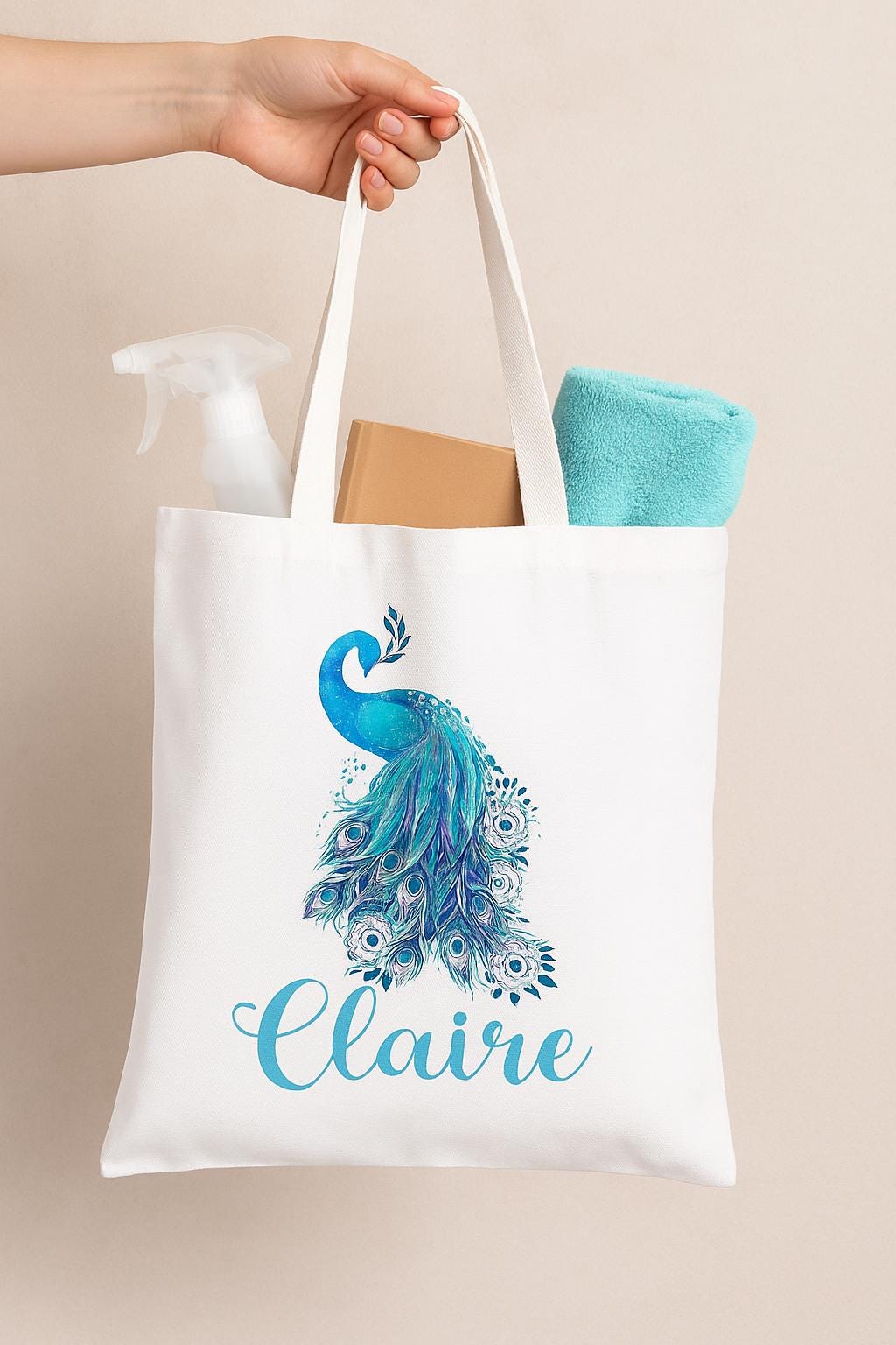 Custom Peacock Tote Bag