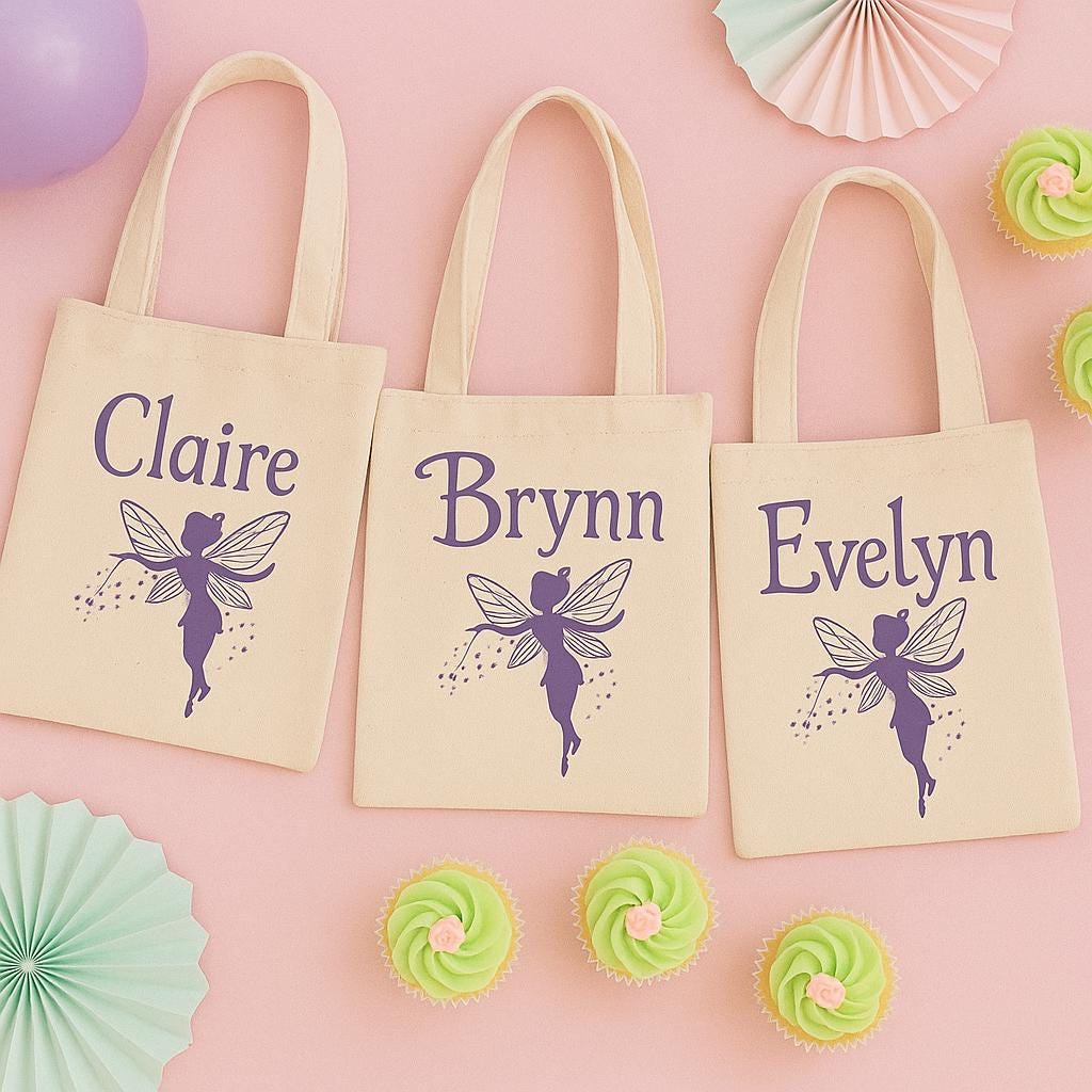 Personalized Fairy Party Favor Bags - Set of Three Bags