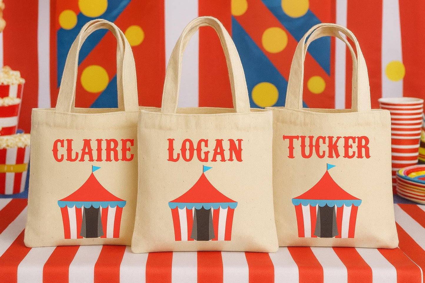 Personalized Circus Party Favor Bags