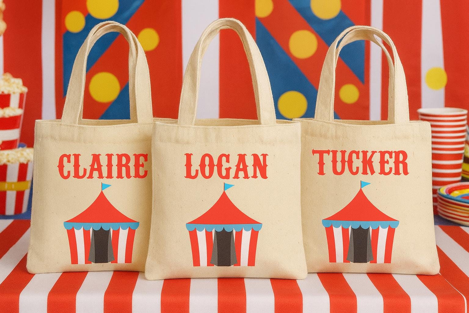 Personalized Circus Party Favor Bags