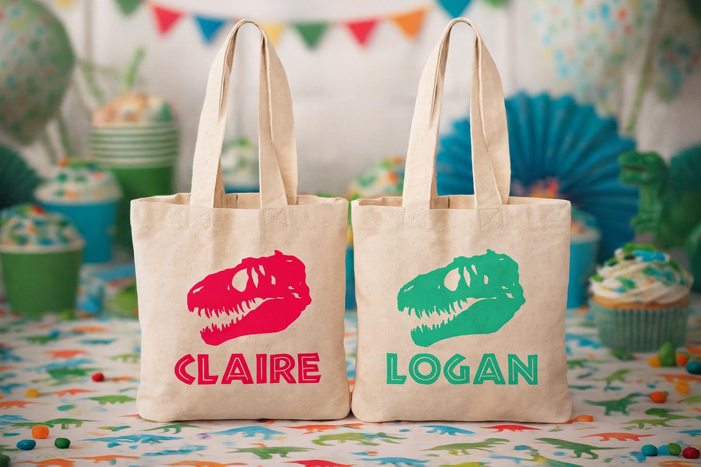 Personalized Dinosaur Party Favor Bags - Sold Individually