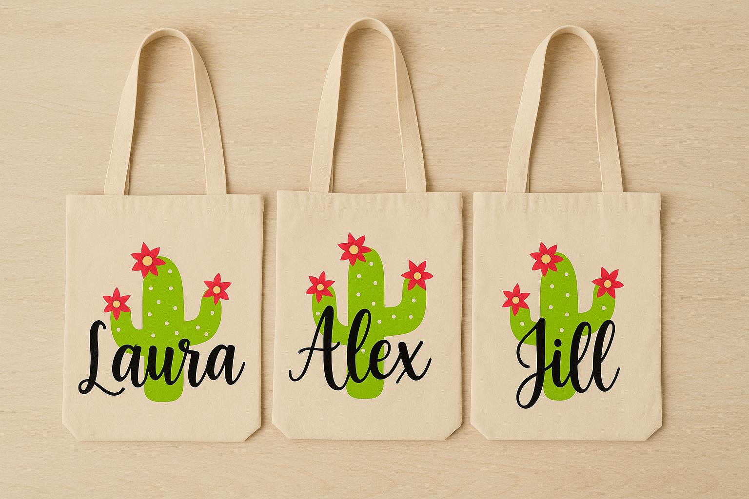 Personalized Cactus Party Favor Bags - Set of Three Bags