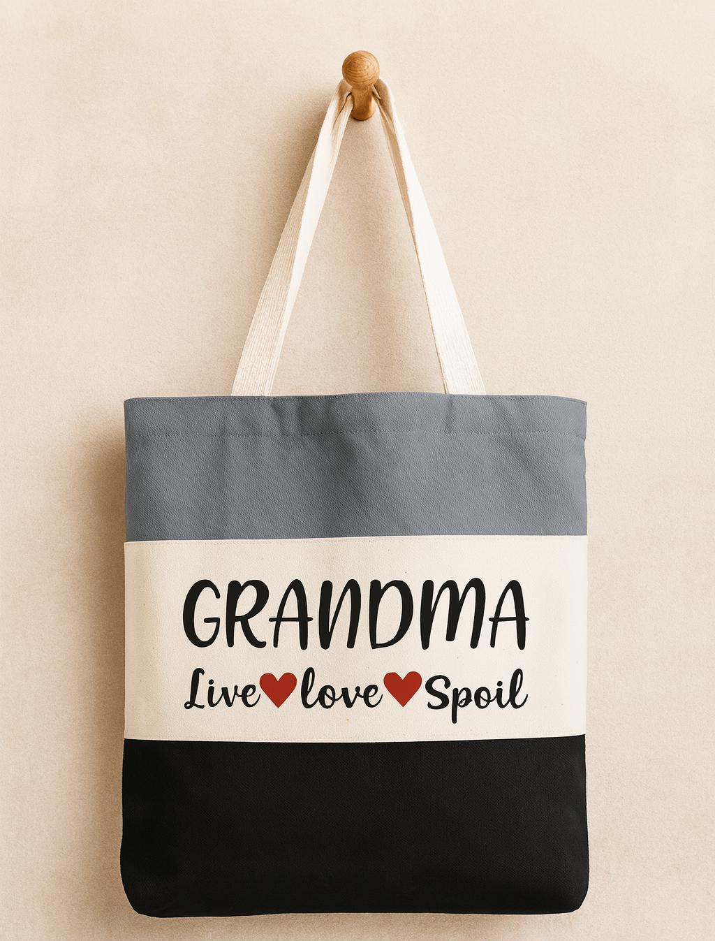 Grandma Gift - Grandma Tote Bag - Live Love Spoil