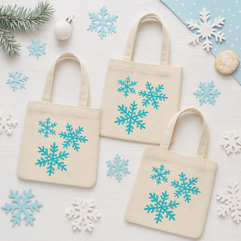 Snowflake Party Favor Bags - Set of Three Bags