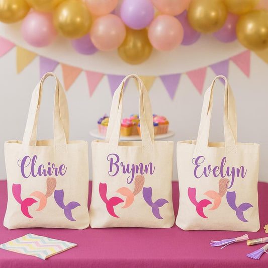 Personalized Mermaid Party Favor Bags - Set of Three Bags