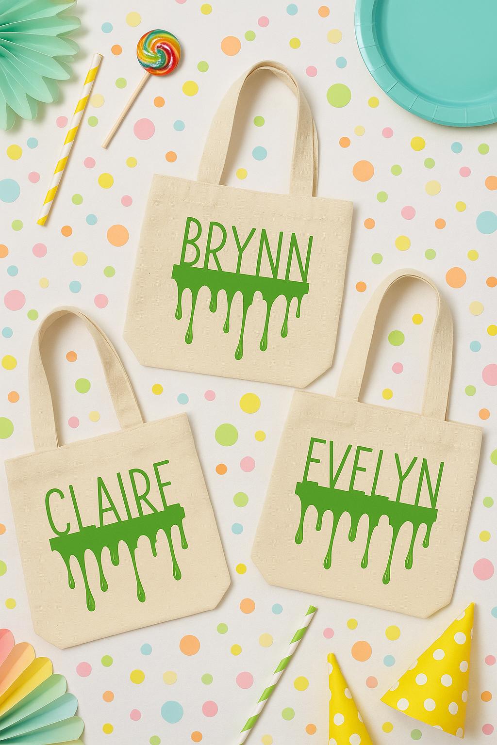 Personalized Slime Party Favor Bags - Set of Three Bags