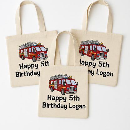 Personalized Fire Truck Party Favor Bags - Set of Three Bags