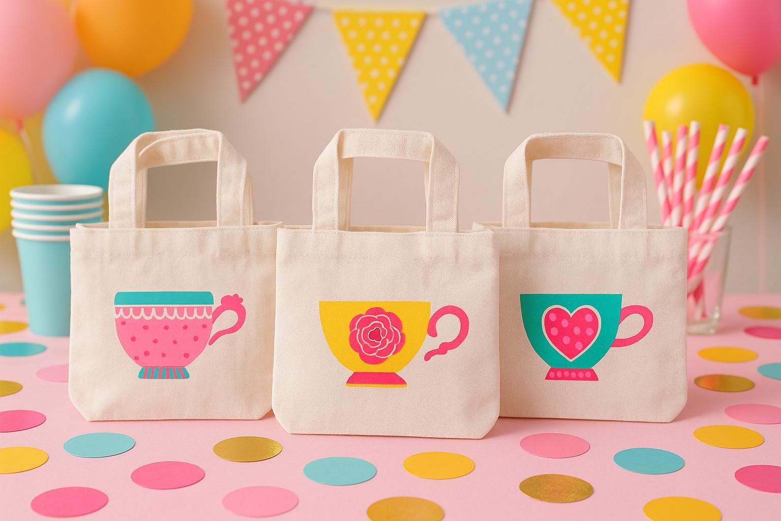 Tea Party Favor Bags - Set of Three Bags