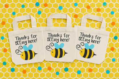 Bee Party Favor Bags - Thanks For Beeing Here! - Set of Three Bags