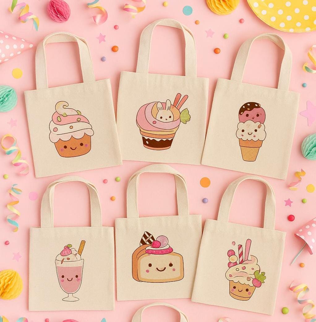 Kawaii Ice Cream Party Favor Bags - Set of Six Bags