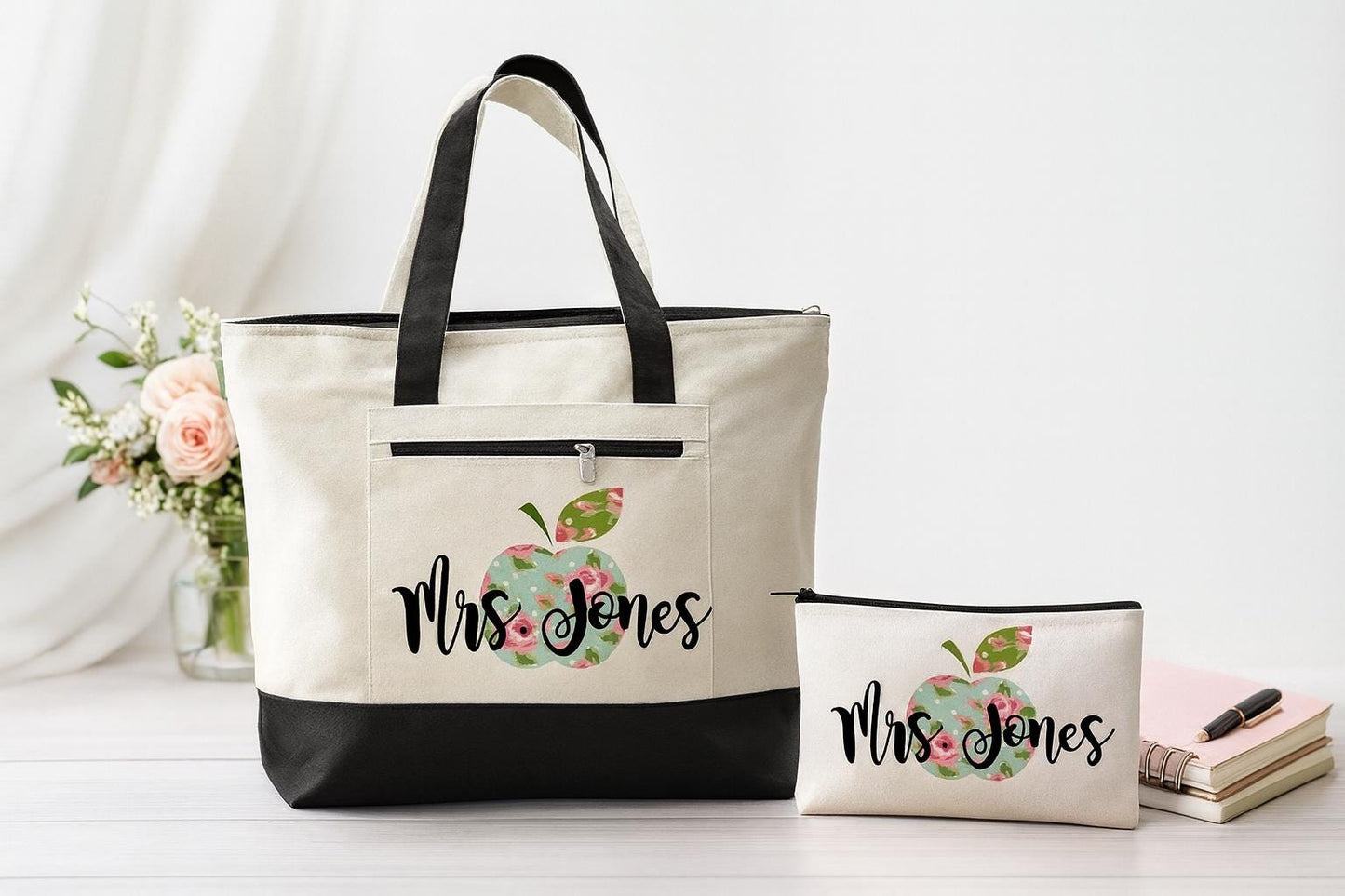 Teacher Gift Set - Tote Bag and Accessory Pouch