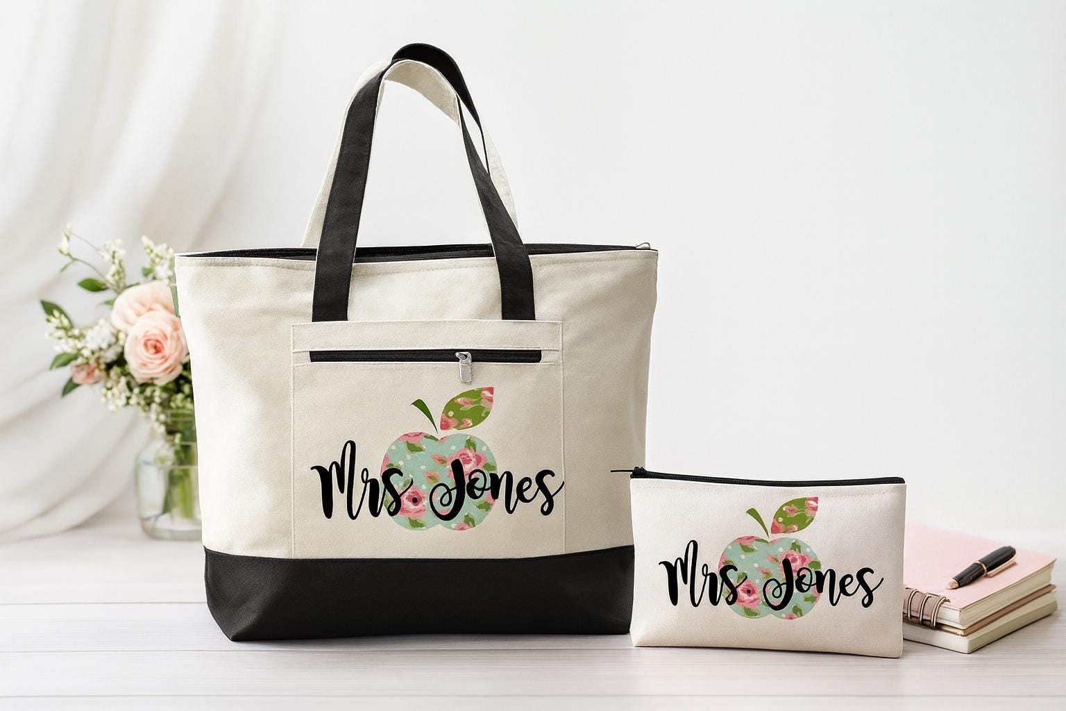 Teacher Gift Set - Tote Bag and Accessory Pouch