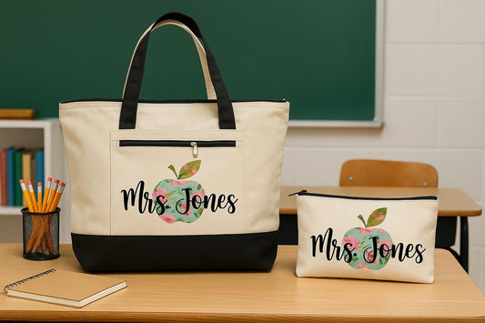 Teacher Gift Set - Tote Bag and Accessory Pouch