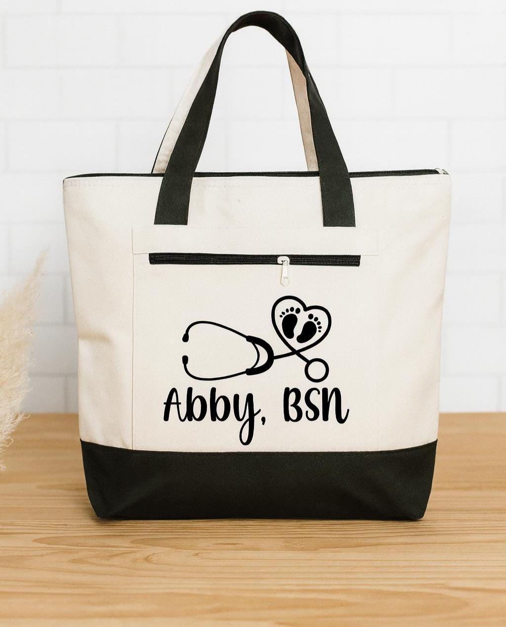 Personalized Labor and Delivery Nurse Canvas Tote Bag