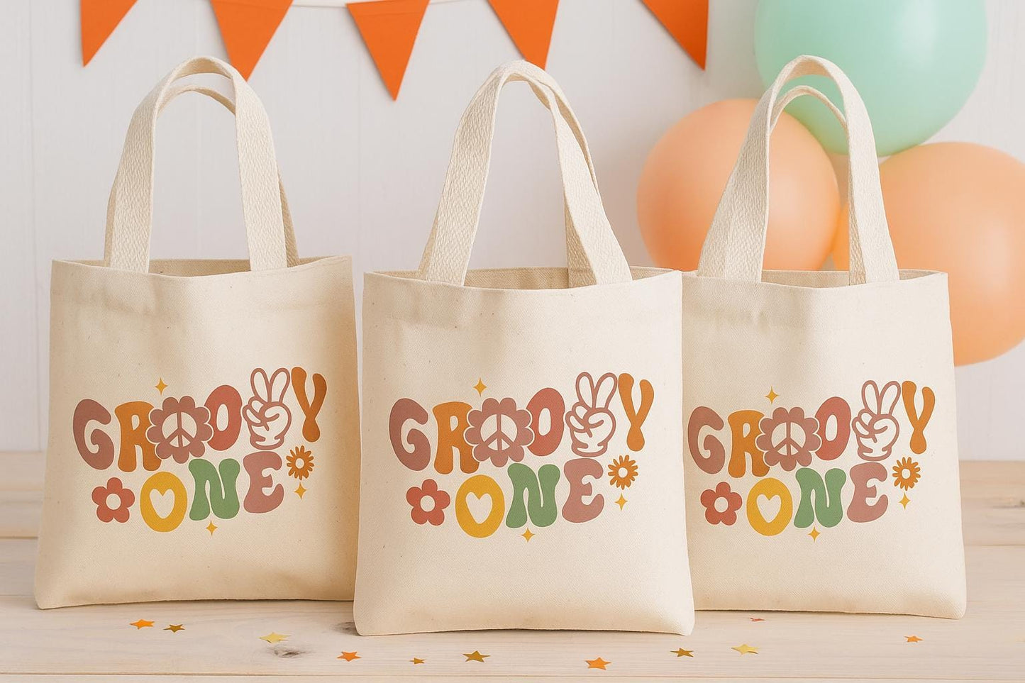 Groovy One Birthday Party Bags - Set of Three Bags