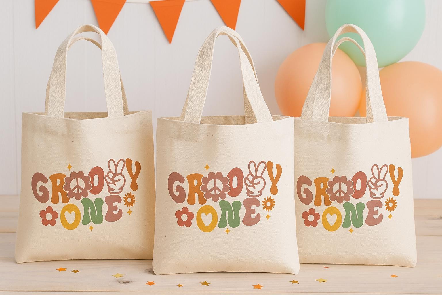Groovy One Birthday Party Bags - Set of Three Bags