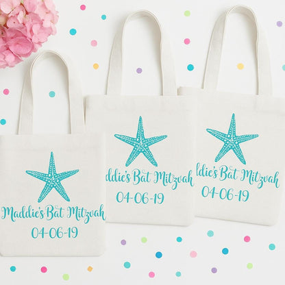 Custom Bat Mitzvah Party Favor Bags - Set of Three Bags