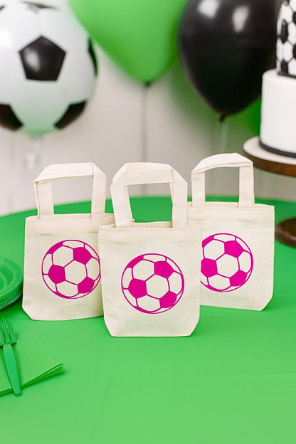 Pink Soccer Party Favor Bags - Set of Three