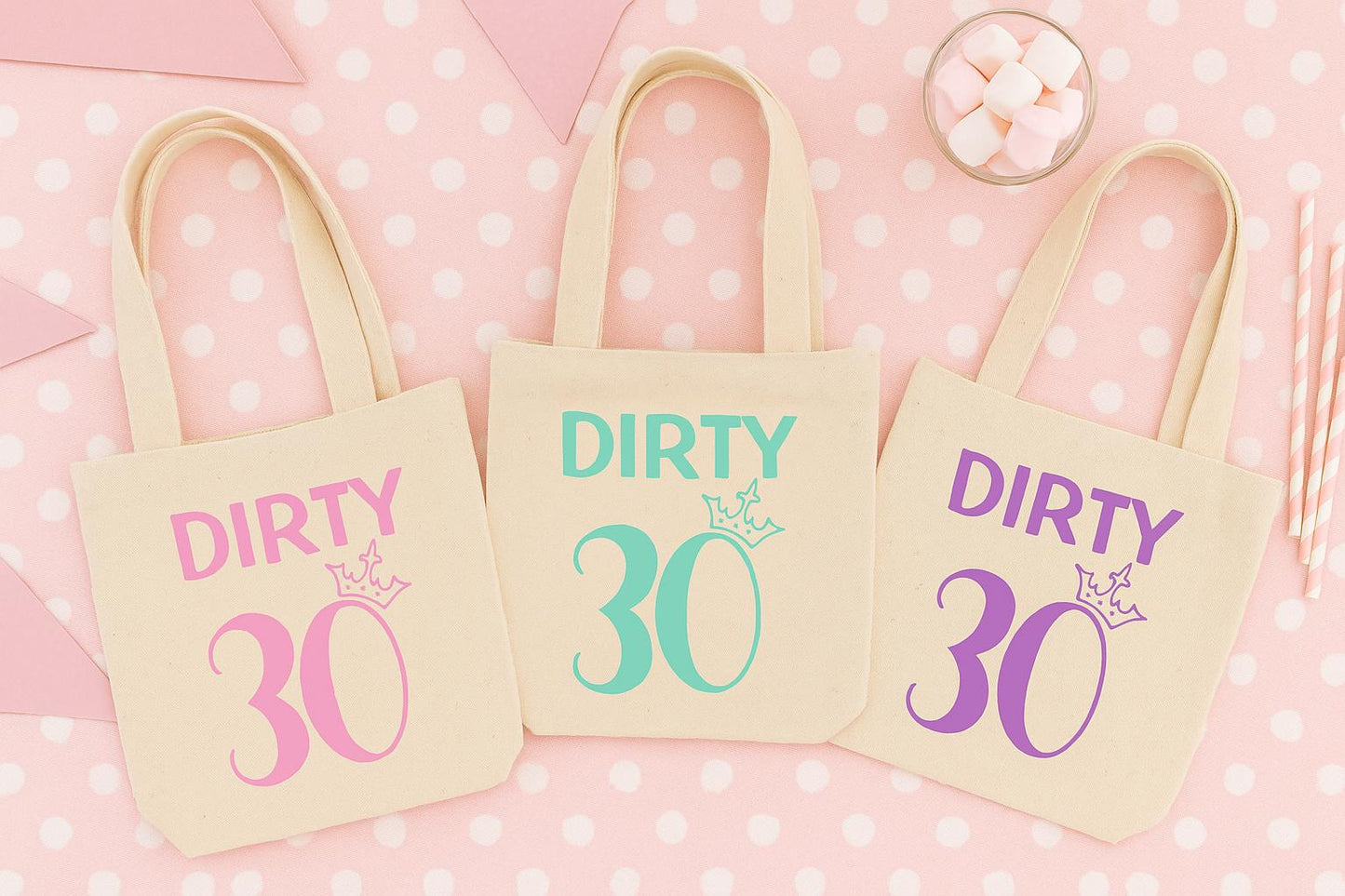 30th Birthday Party Favor Bags - Set of Three Bags