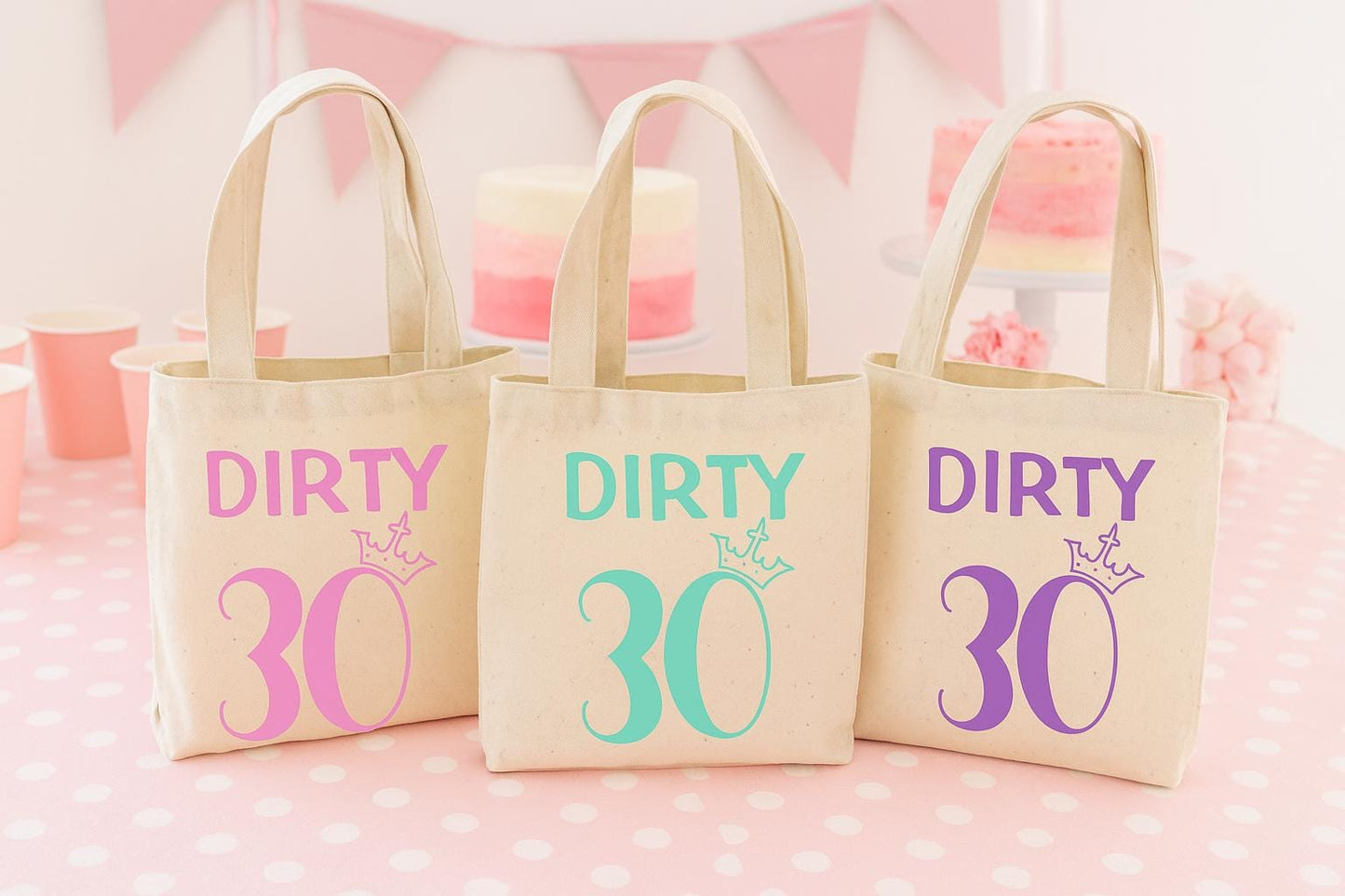 30th Birthday Party Favor Bags - Set of Three Bags