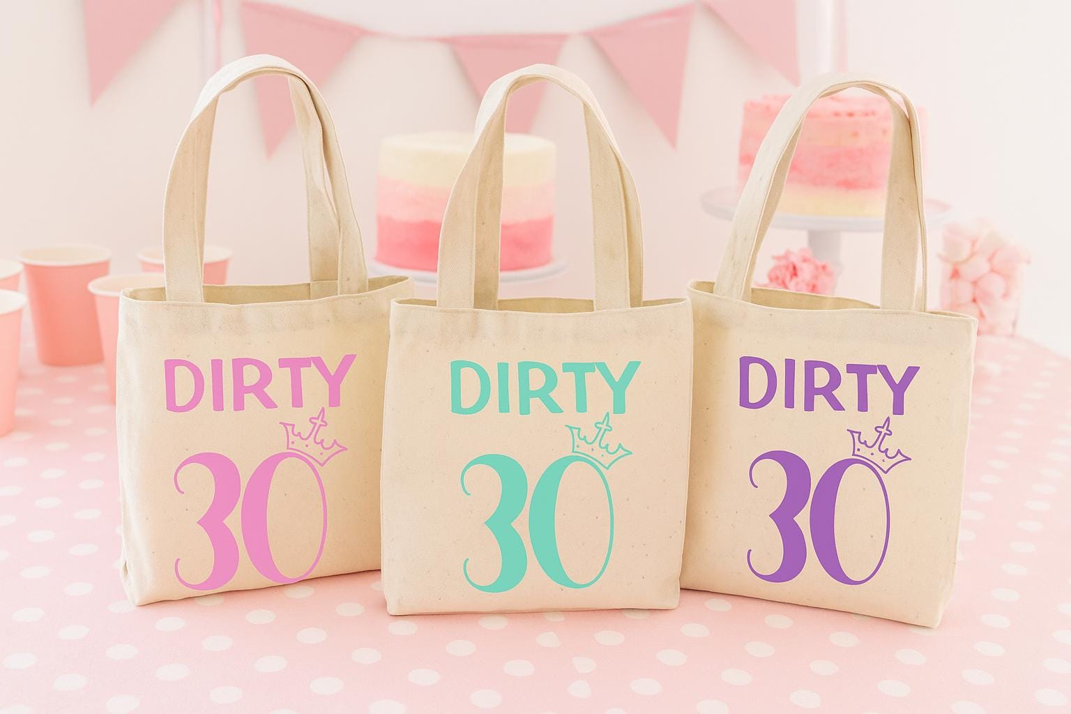 30th Birthday Party Favor Bags - Set of Three Bags