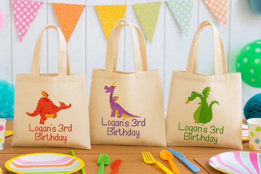 Personalized Dragon Party Favor Bags - Set of Three Bags