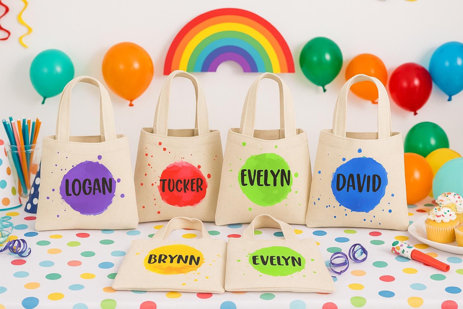 Personalized Paint Party Favor Bags - Set of Six Bags