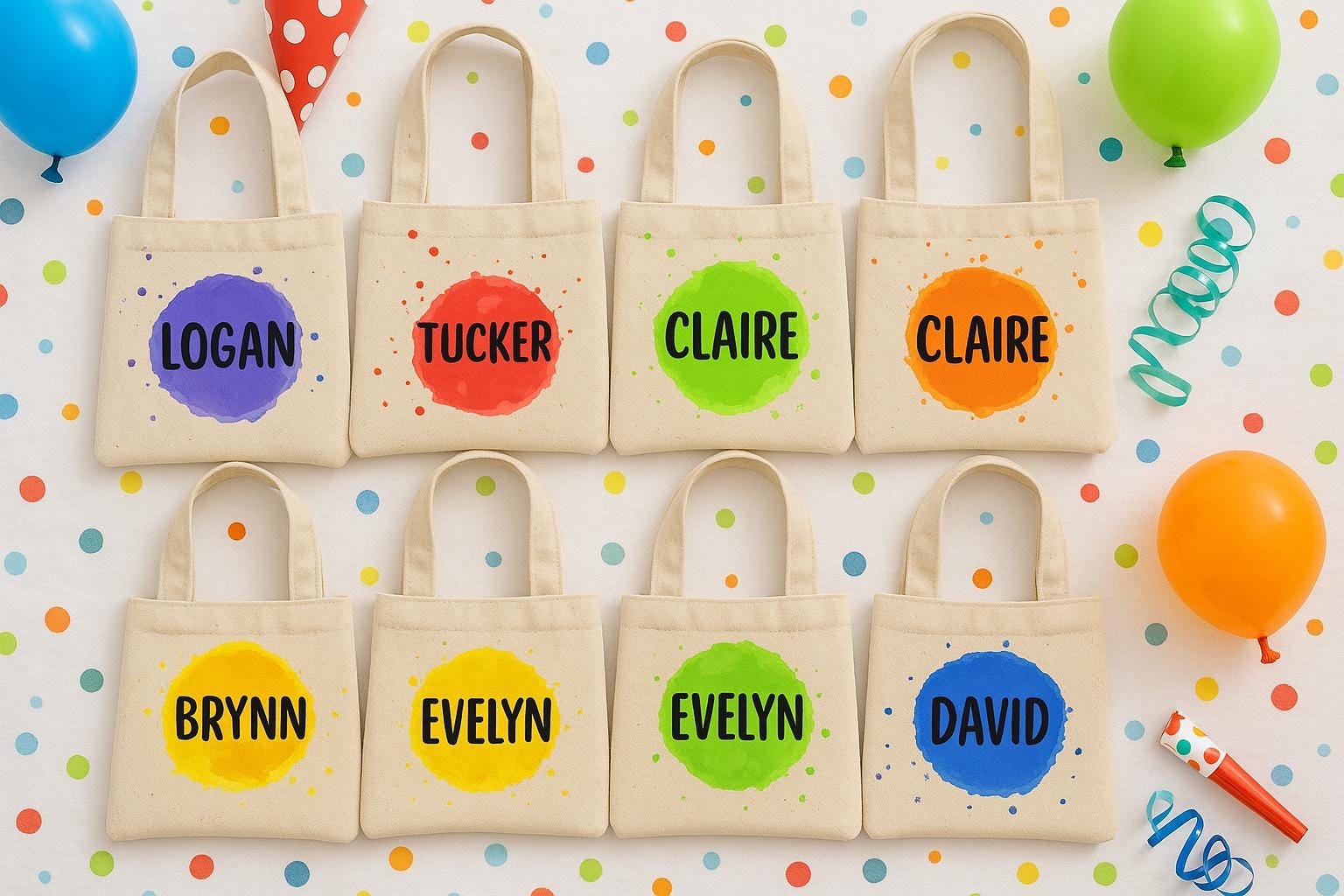 Personalized Paint Party Favor Bags - Set of Six Bags