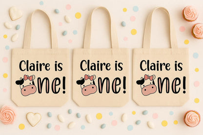 Cow Party Favor Bags - 1st Birthday - Set of Three Bags