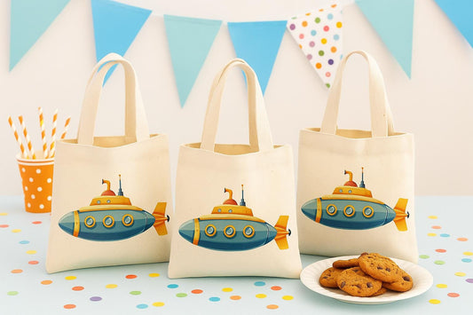 Submarine Party Favor Bags: Set of 3 Cotton Treat Bags