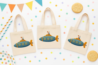 Submarine Party Favor Bags: Set of 3 Cotton Treat Bags