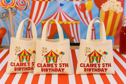Carnival Party Favor Bags: Circus Goodie Bags, Cotton Gift Bag (Set of 3)