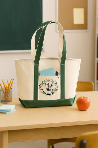 Teacher Gift - Personalized Teacher Tote Bag: Heavy-Duty Cotton Canvas, Interior Pocket