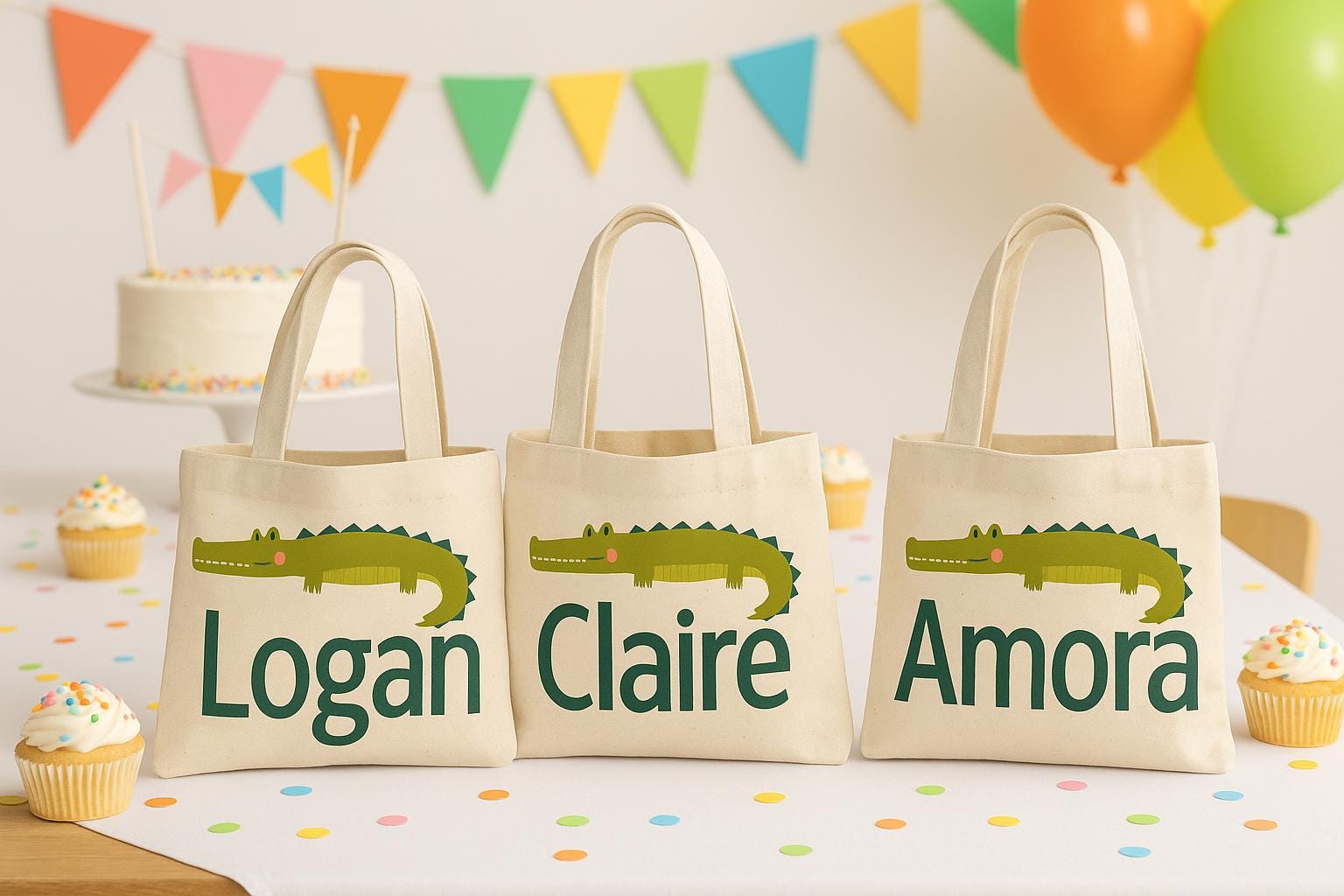 Personalized Alligator Party Favor Bags - Set of Three Bags