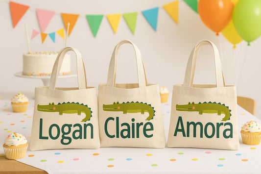 Personalized Alligator Party Favor Bags - Set of Three Bags
