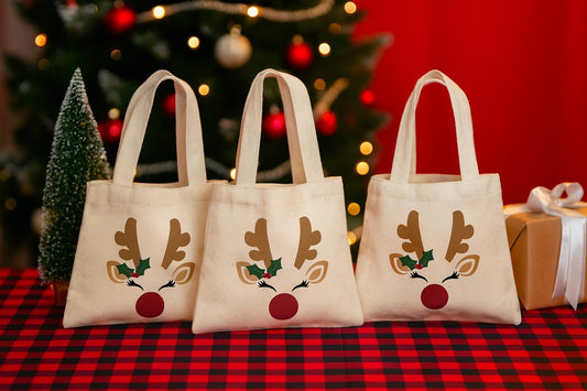 Christmas Party Favor Bags - Set of Three Reindeer Bags