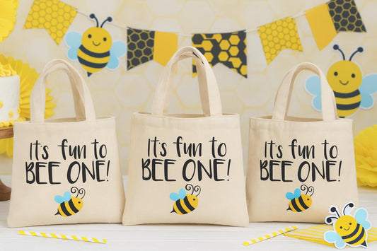 Bee Party Favor Bags - It's Fun To BEE ONE - First Birthday
