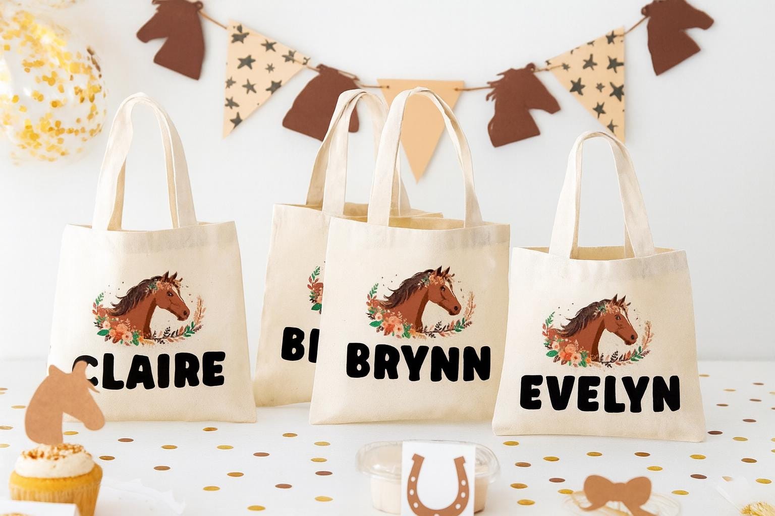 Personalized Horse Party Favor Bags - Set of Three Bag