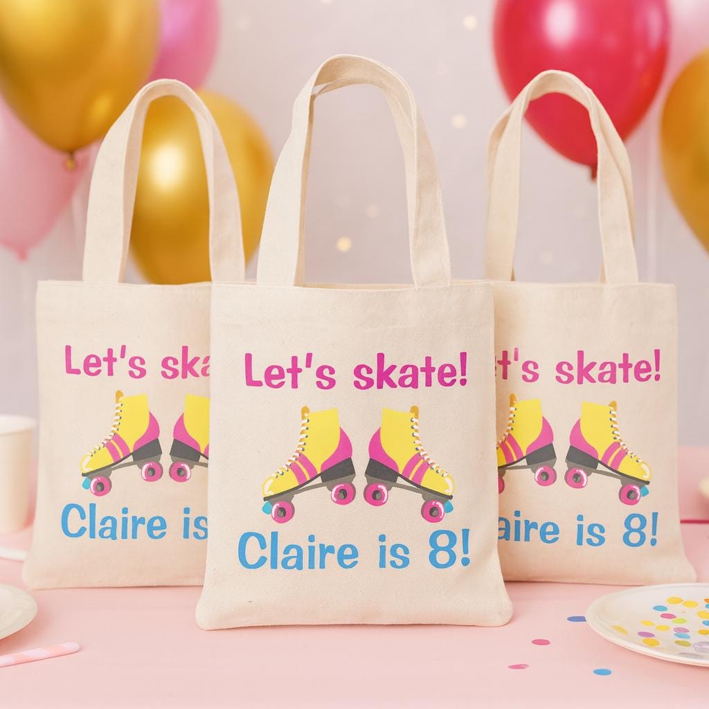 Personalized Skate Party Favor Bags - Set of Three Bags
