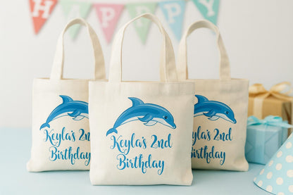 Personalized Dolphin Party Favor Bags - Set of Three Bags