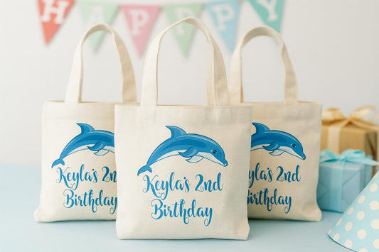 Personalized Dolphin Party Favor Bags - Set of Three Bags