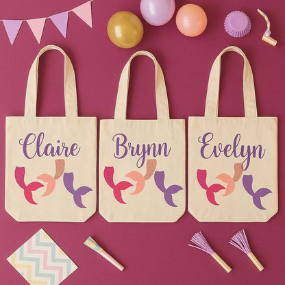 Personalized Mermaid Party Favor Bags - Set of Three Bags