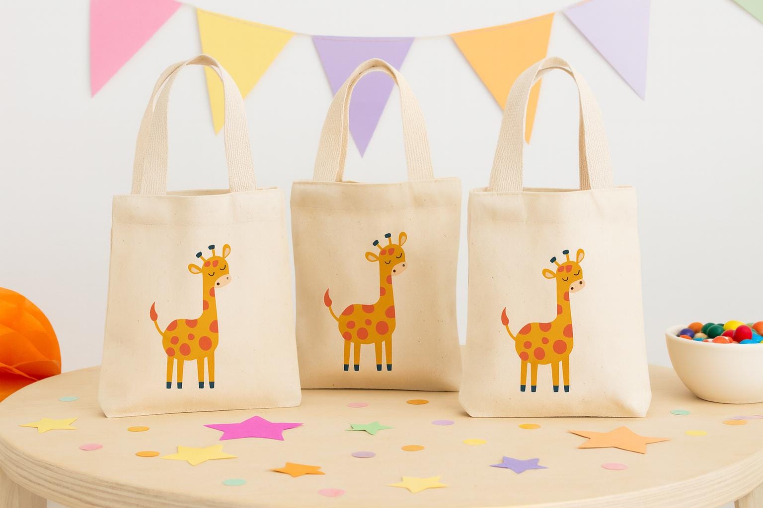 Giraffe Party Favor Bags - Set of Three Bags