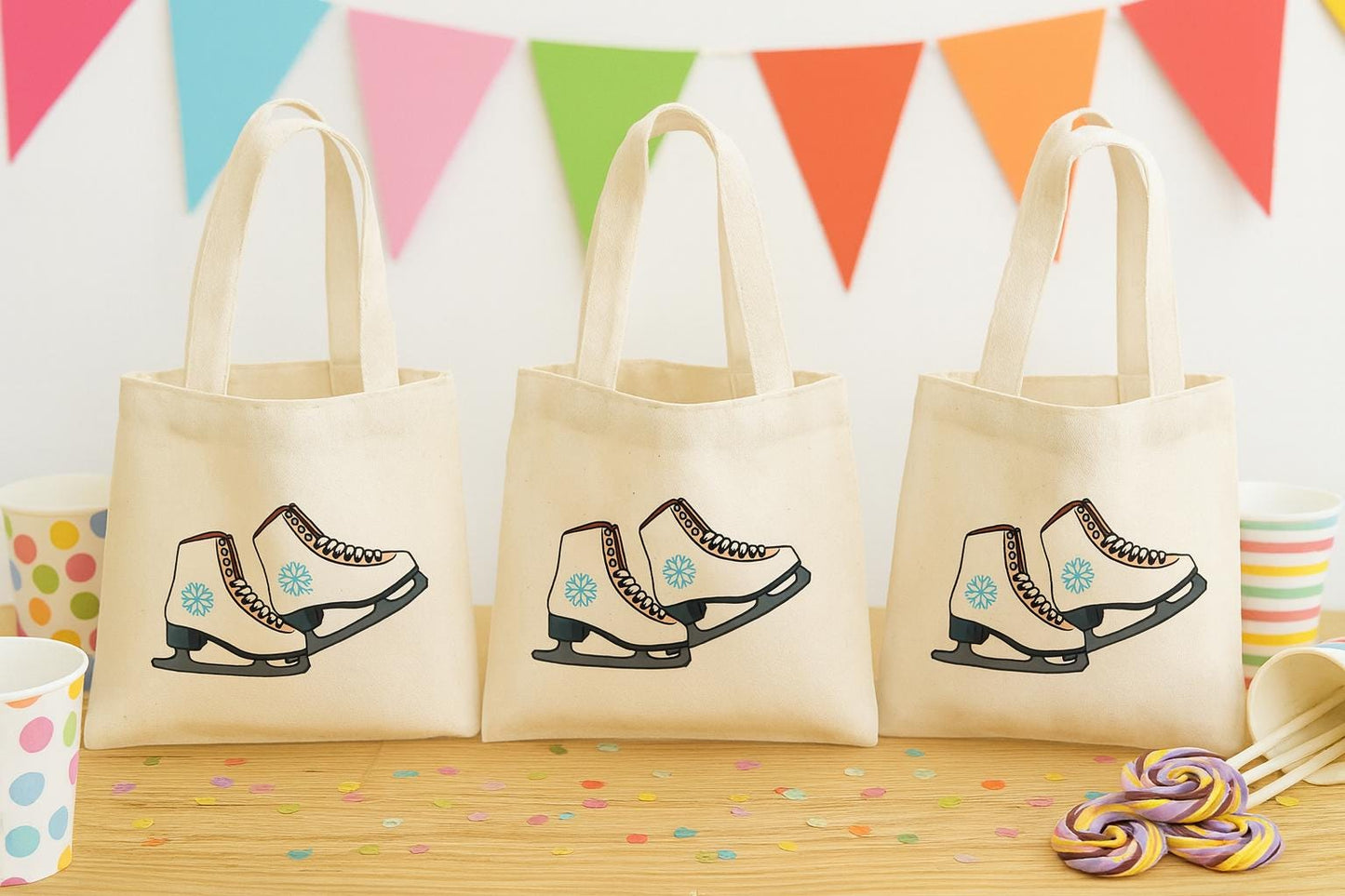 Ice Skate Party Favor Bags - Set of Three Bags