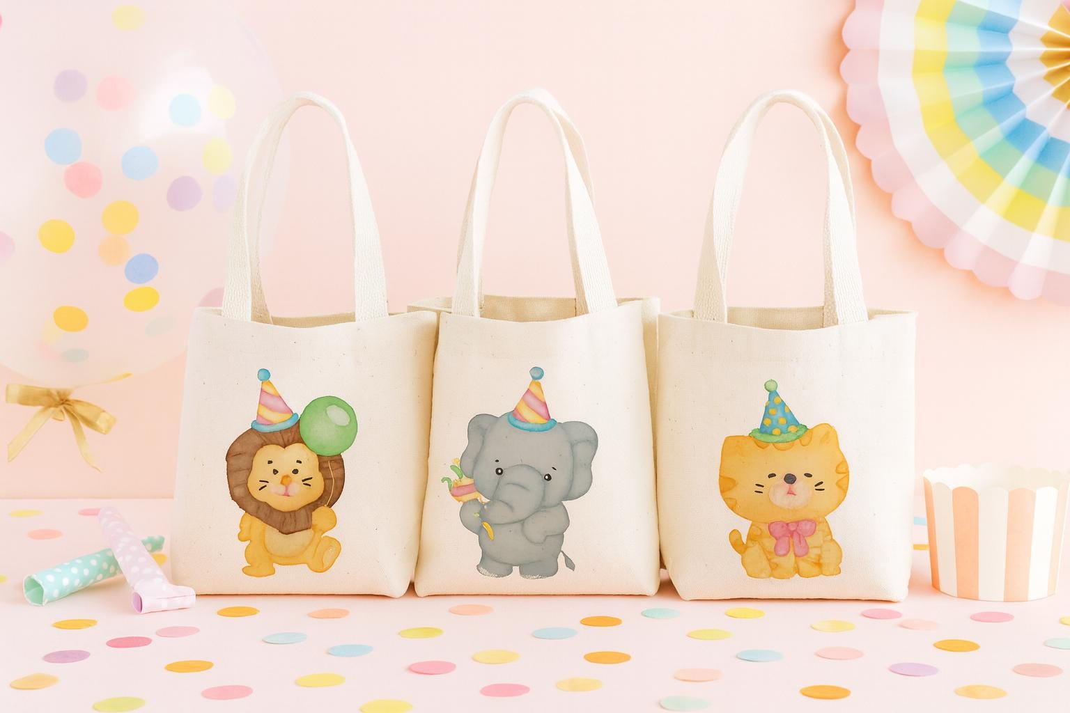 Animal Party Favor Bags - Set of Three Bags