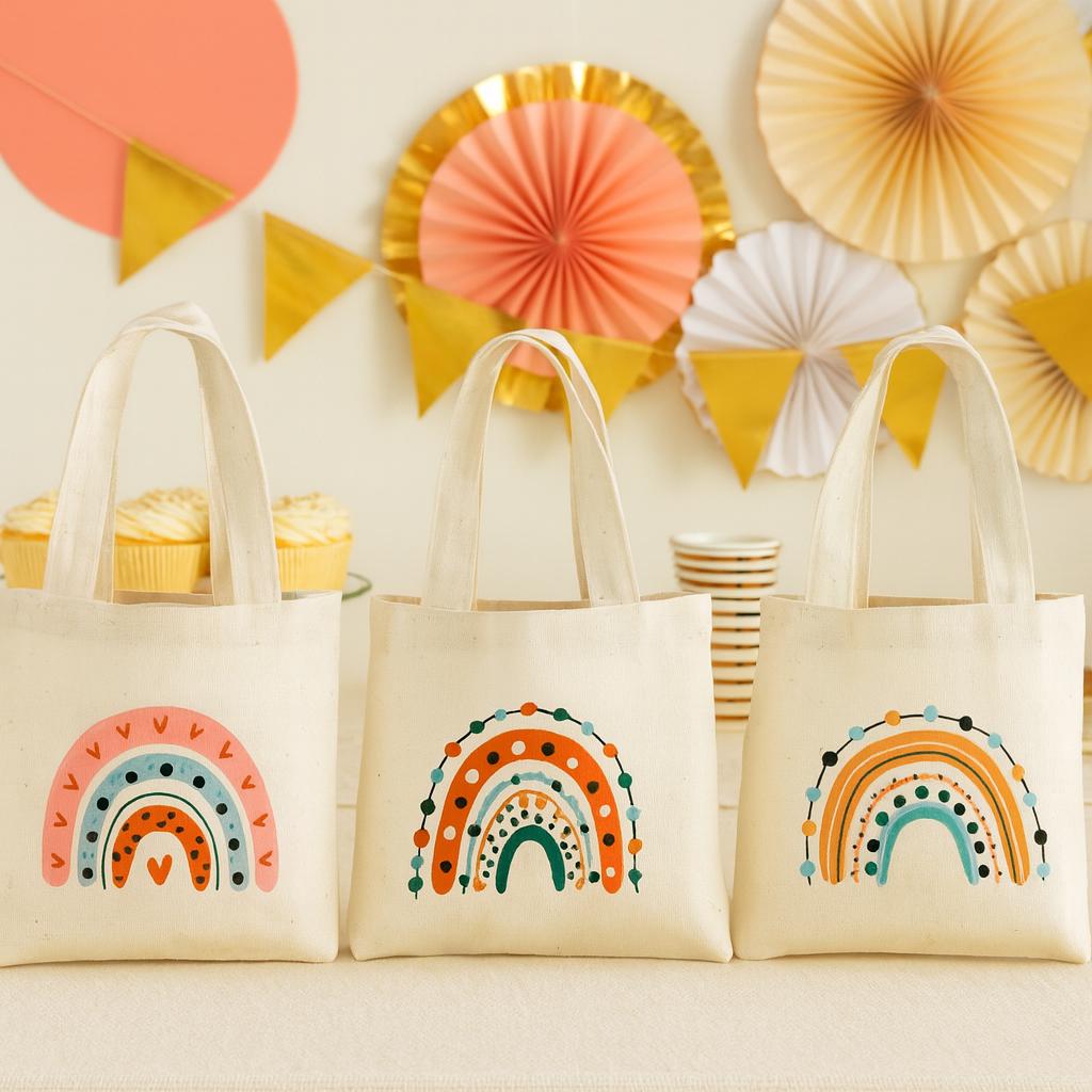 Boho Rainbow Party Favor Bags - Set of Three Bags