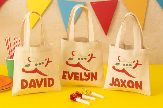 Personalized Airplane Party Favor Bags - Set of Three Bags
