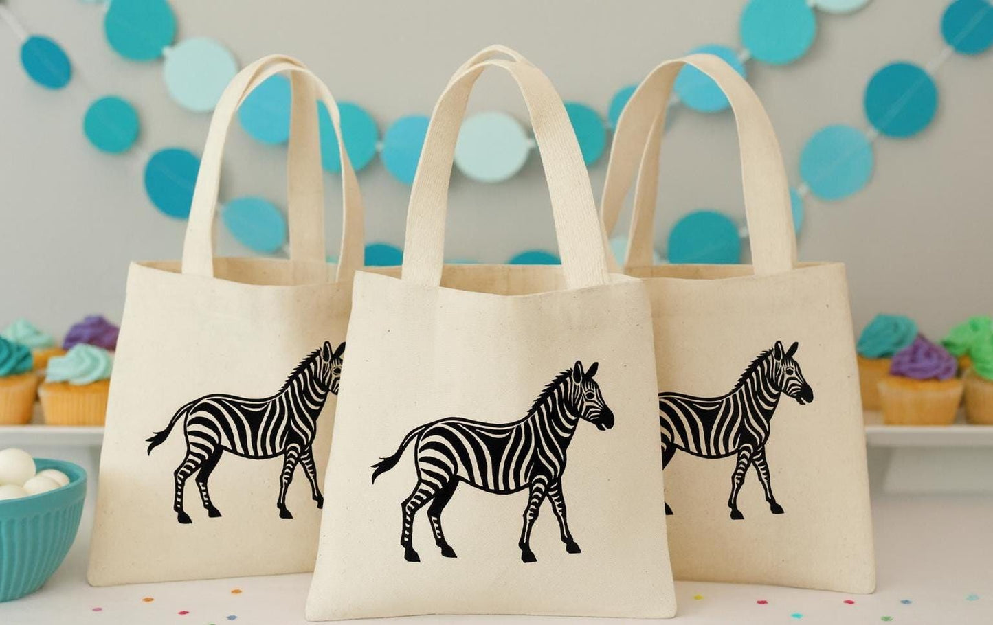 Zebra Party Favor Bags - Set of Three Bags