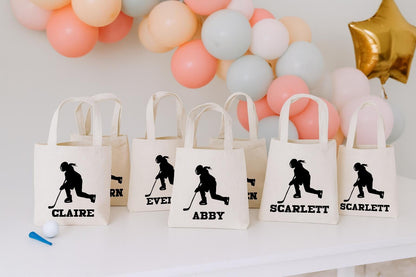 Personalized Girls Hockey Party Bags - Set of Six Bags